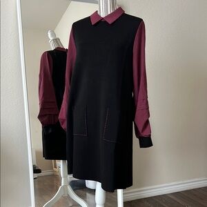 Elegant Black and Burgundy Dress